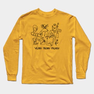 Ugly Cute Holiday Line Art Long Sleeve T-Shirt